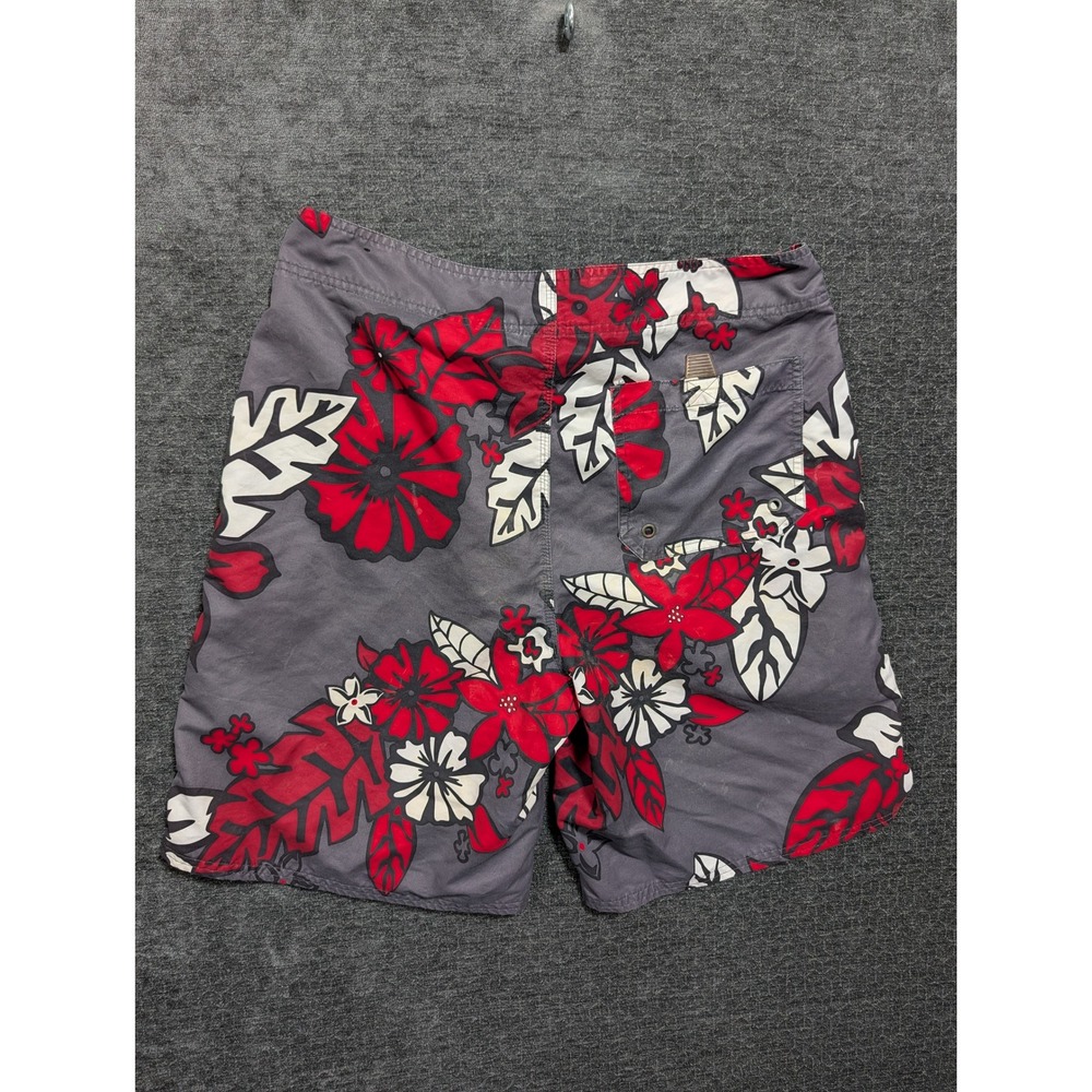 No Boundaries Mens Floral Board Shorts Grey Red Swim Trunks 34 NB13B018D